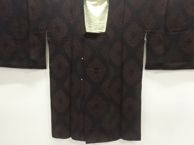 JAPANESE KIMONO / ANTIQUE MICHIYUKI COAT / TAISHO ROMAN STYLE / WOVEN RHOMBUS